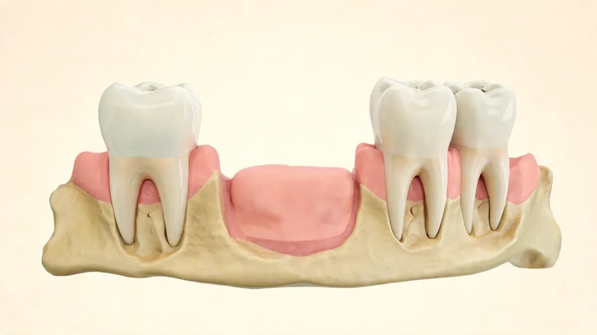 Medical illustration of a lower jaw cross section showing a healing tooth socket with gum tissue closing over it